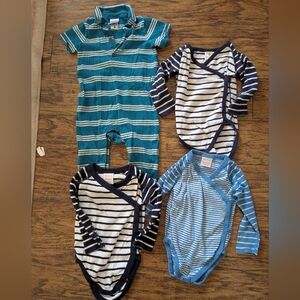 Hanna Andersson Striped Bodysuits‎ - Blue and White